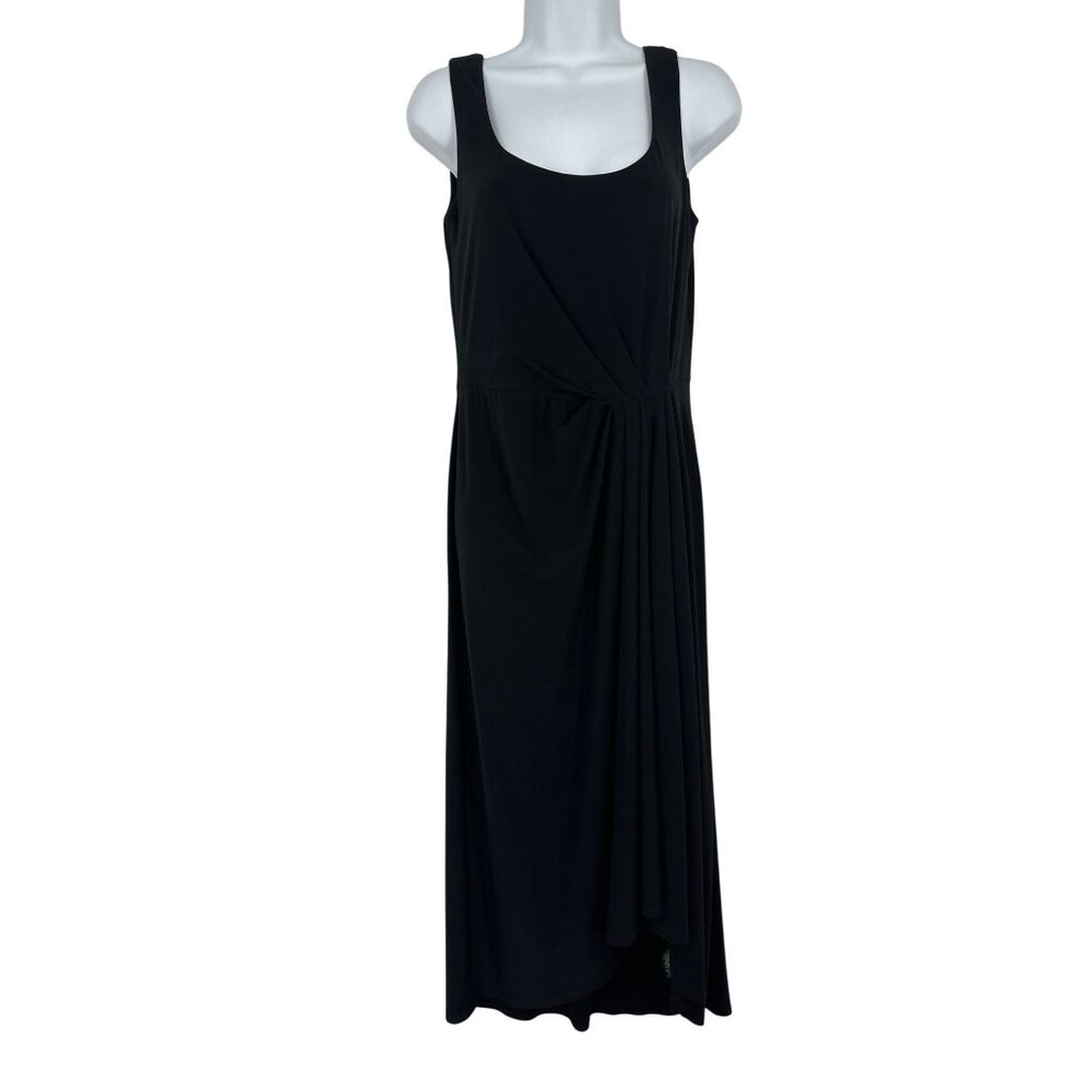 Lauren Ralph Lauren Black Sleeveless Draped Midi Dress Size 6